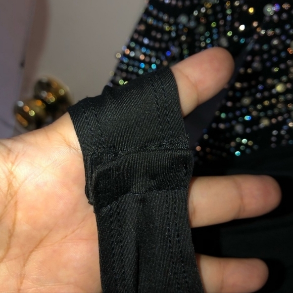 Fashion Nova Plus Size Feather Trim Beaded Sheer Mesh Dress - Picture 9 of 15